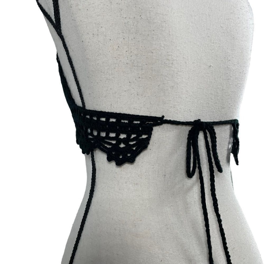 Bear Dance Black Beaded Crochet Bralette Top Small - Picture 6 of 9